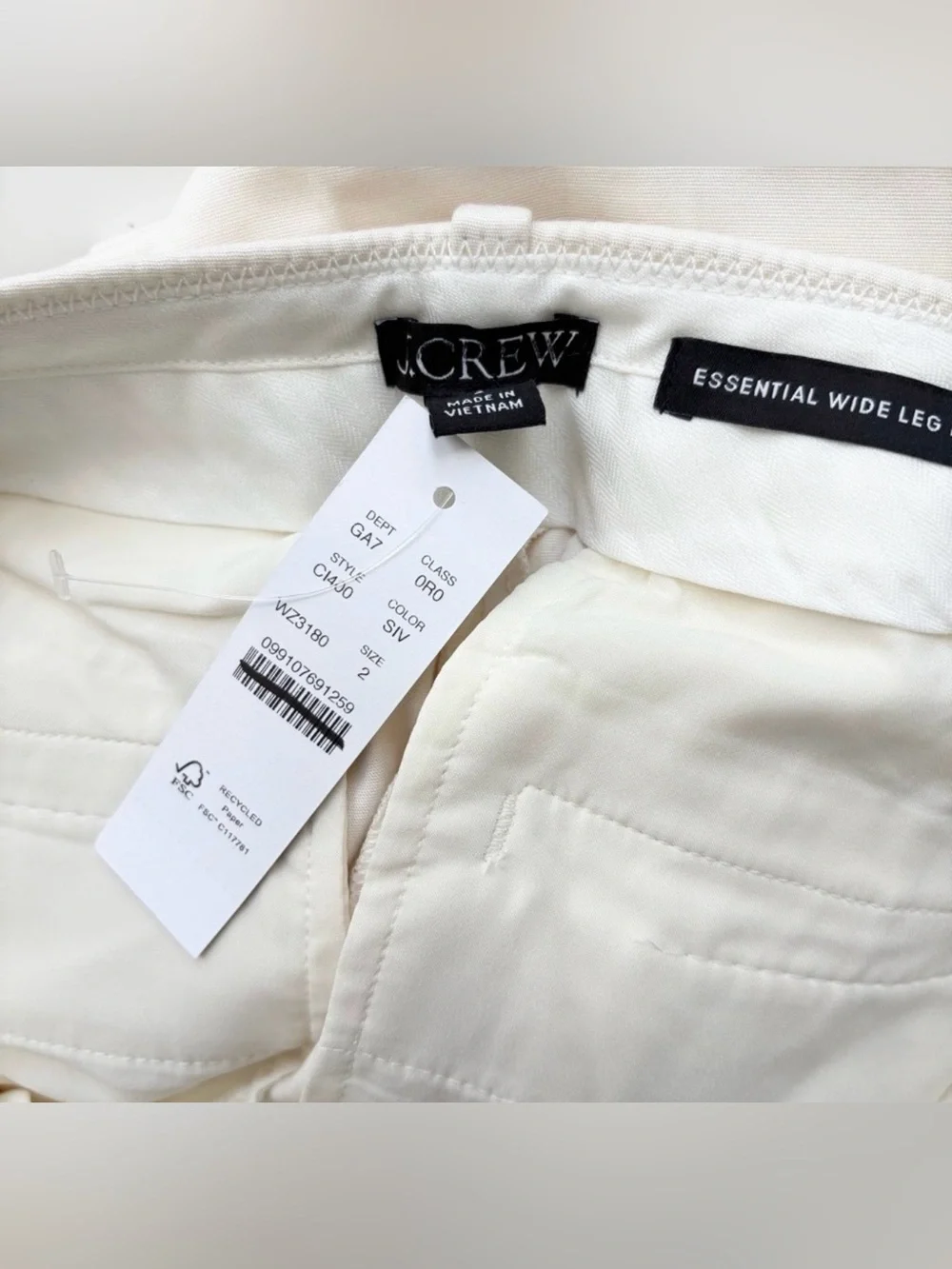 NWT J. Crew Lower-rise Essential Wide-leg Pant City Twill Soft Ivory
